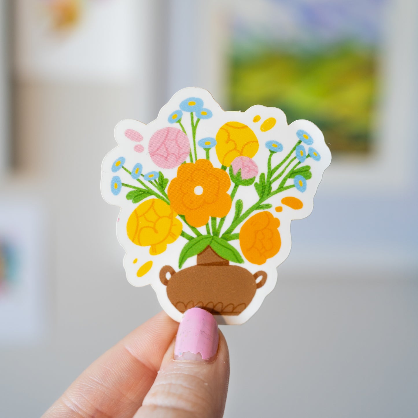 Flowers in Brown Vase Sticker