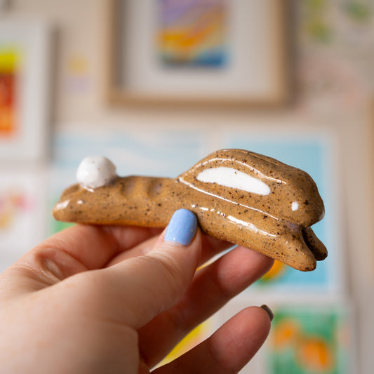 Bunny Brush Minder / Speckled Natural Clay 1