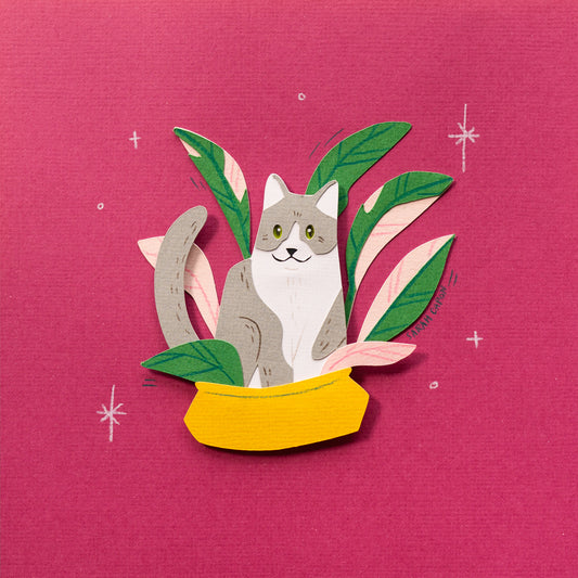 Grey and White Cats in Plants