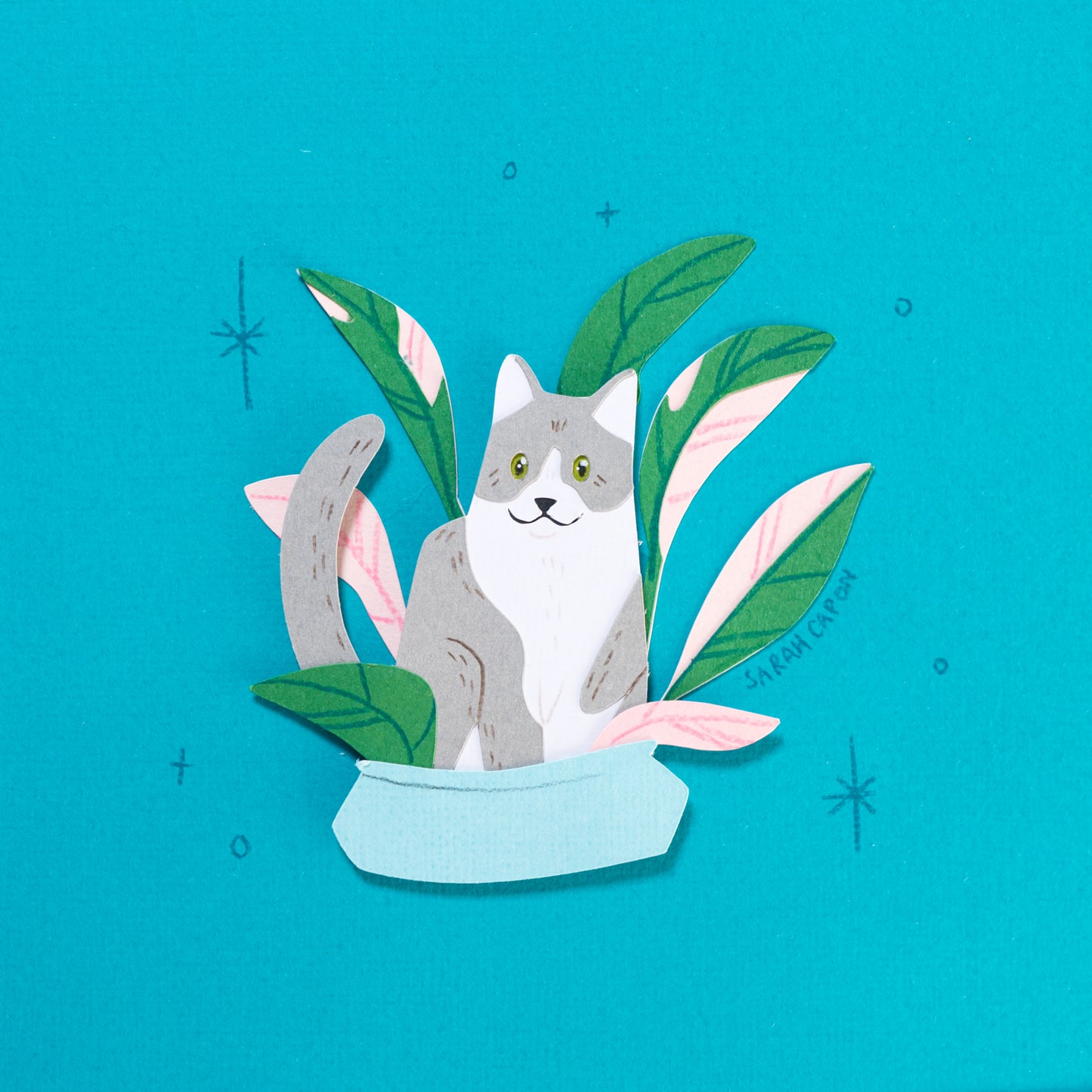 Grey and White Cats in Plants