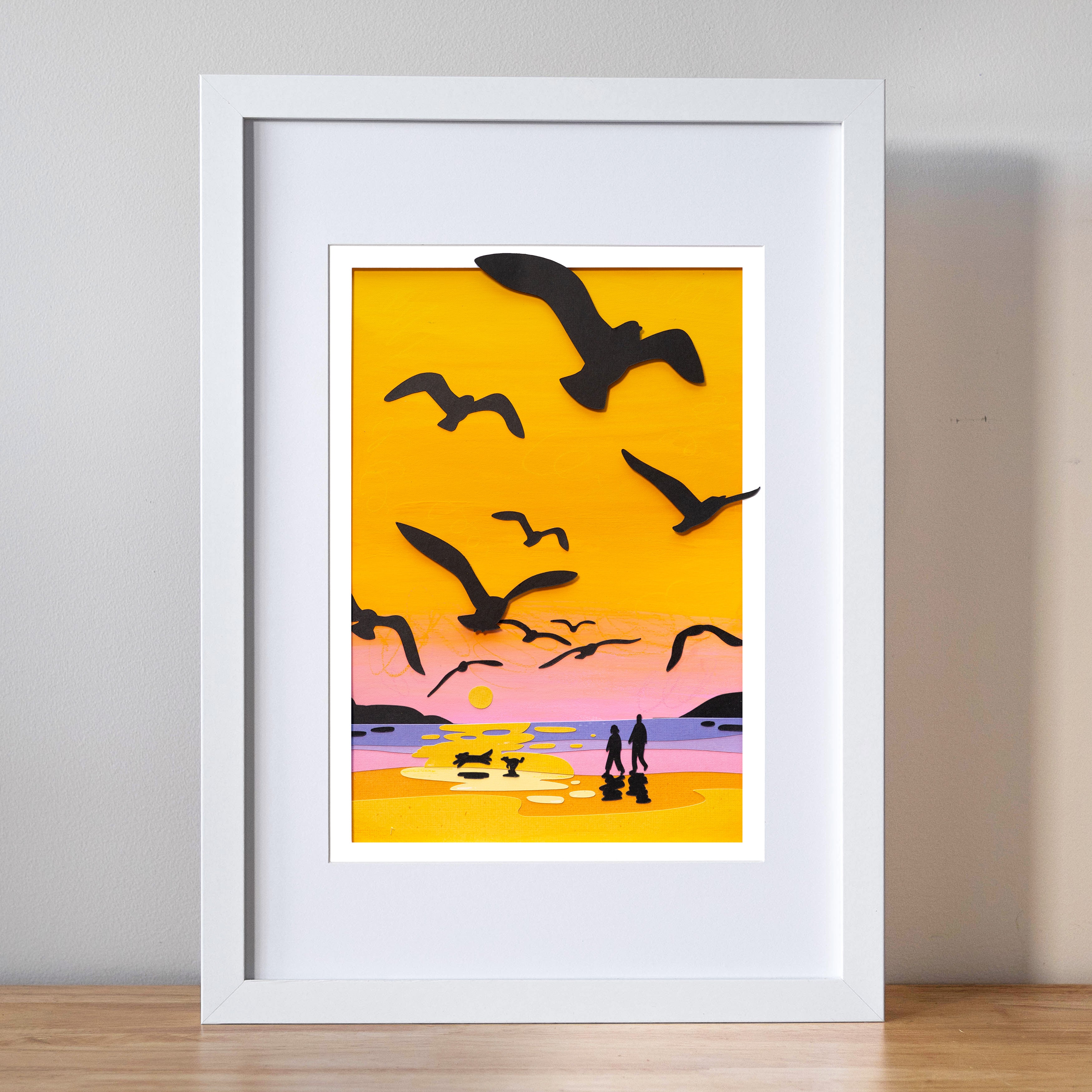 Seagull Sunset Print