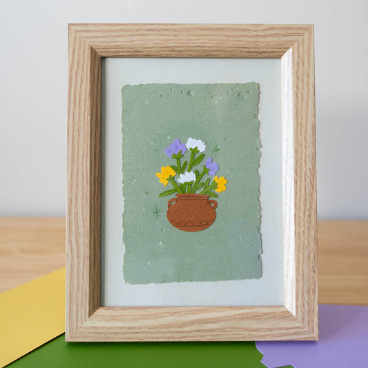 Flower Vase Framed (Soft Green)