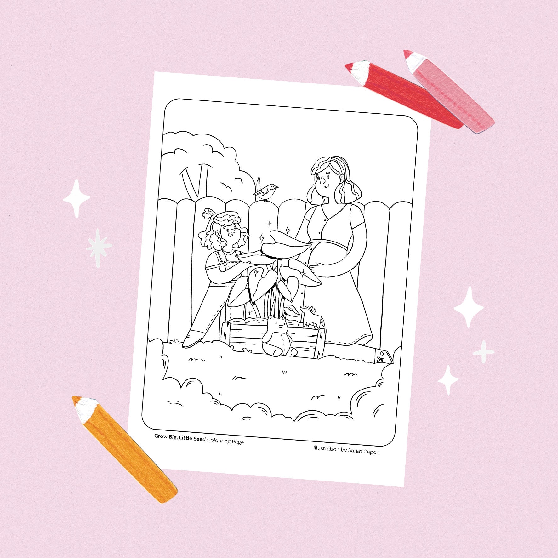 Free Digital Download / Grow Big, Little Seed Colouring Page