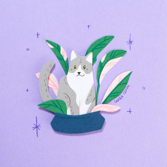 Grey and White Cats in Plants