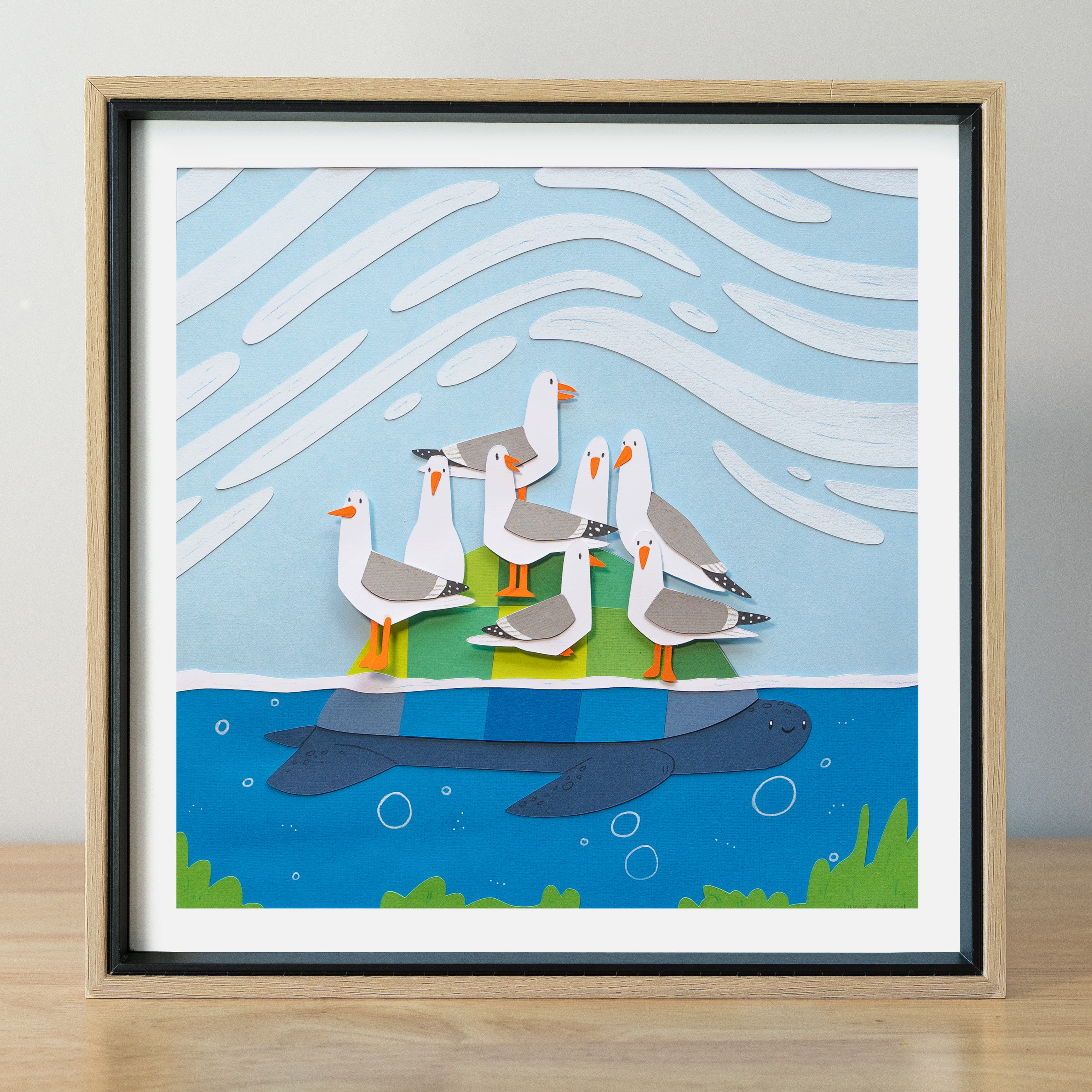 Seagulls and the Shell Print